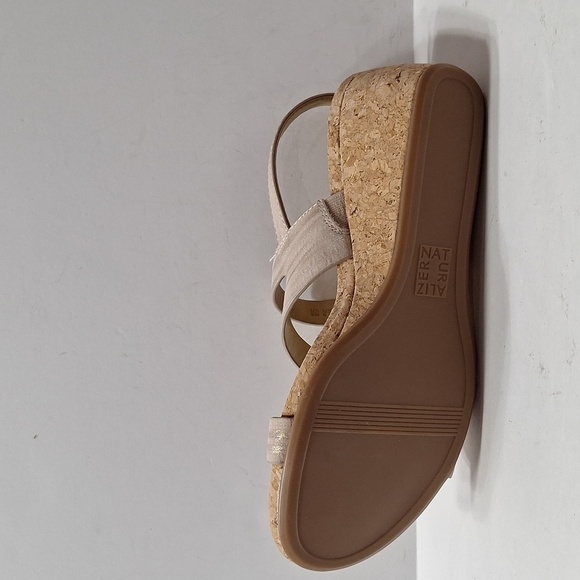 Naturalizer (NEW) Adria Cork Wedge Strappy Comfort Metallic Taupe Sandal Size 9 - Picture 8 of 11